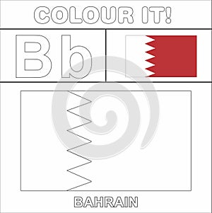 Colour it Kids colouring Page country starting from English Letter `B`  Bahrain How to Color Flag photo