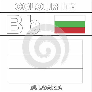 Colour it Kids colouring Page country starting from English Letter `B` Bulgaria  How to Color Flag photo