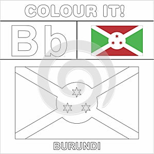 Colour it Kids colouring Page country starting from English Letter `B` Burundi  How to Color Flag photo