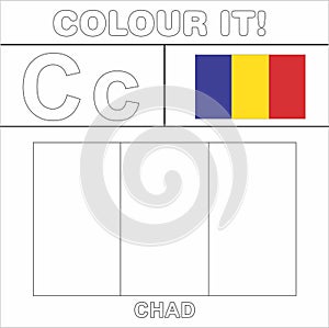 Colour it Kids colouring Page country starting from English Letter `C` Chad   How to Color Flag photo