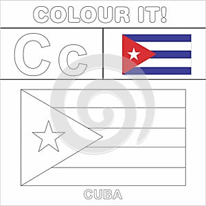 Colour it Kids colouring Page country starting from English Letter `C` Cuba How to Color Flag photo