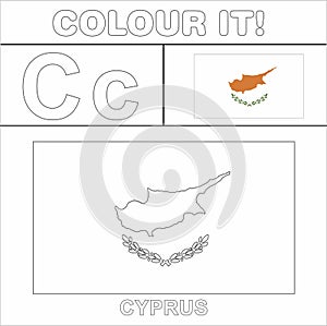 Colour it Kids colouring Page country starting from English Letter `C` Cyprus  How to Color Flag photo