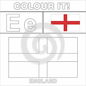 Colour it Kids colouring Page country starting from English Letter `E` England How to Color Flag