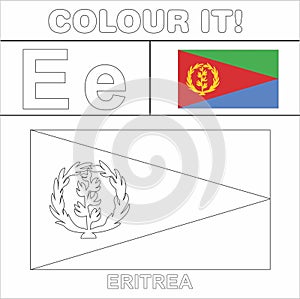 Colour it Kids colouring Page country starting from English Letter `E` Eritrea How to Color Flag photo