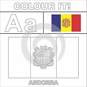 Colour it Kids colouring Page country starting from English Letter A a Andorra How to ColorFlag photo