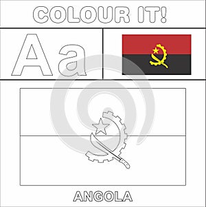 Colour it Kids colouring Page country starting from English Letter A a Angola How to ColorFlag photo