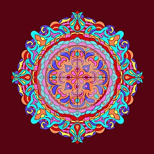 Colour Mandala background Vintage decorative elements Hand drawn