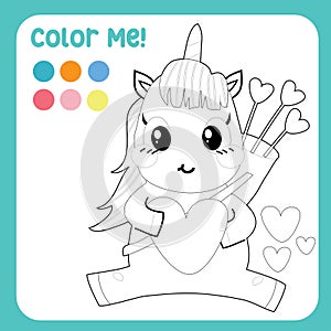 Colour me with these colours. Adorable unicorn colouring page for kids.