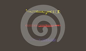 Colour outline English horn, flute and piccolo horizontal contour trio