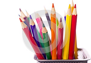 Colour pencils isolated on the white background
