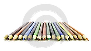 Colour pencils isolated on white background.Close up.Beautiful color pencils.