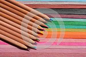 Colour pencils on a multicoloured background