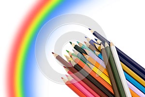 Colour pencils and rainbow