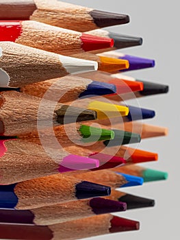 Colour pencils. Sharpened lead. Rainbow. Color palette.