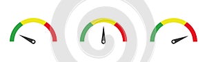 Colour speedometer icon set, vector flat car dashboard