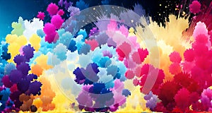 Colour splash Happy Holi Festival background rainbow paint color powder. AI generated