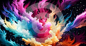 Colour splash Happy Holi Festival background rainbow paint color powder. AI generated