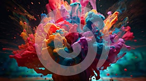 Colour splash Happy Holi Festival background rainbow paint color powder. AI generated. Generative ai