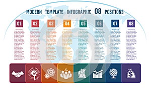 Colour squares with columns for the text on a world map 08 posit