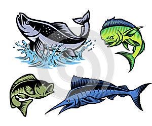 A colour vector clip art for a fishing theme