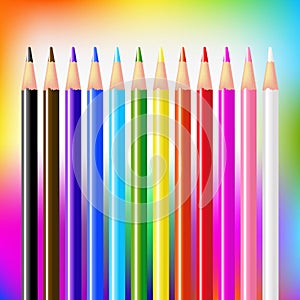 Colour Vector Pencils On Bright Background