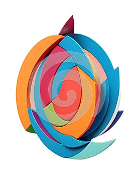 Colour wheel. Multicoloured geometric figures. The concept of balance. 3D