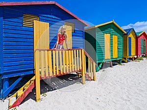 Coloured beach huts,on muizenburg beach,capetown,south africa photo