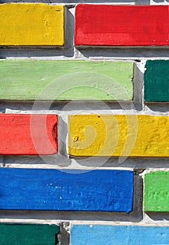 Coloured bricks wall