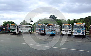 Coloured buses in Galle
