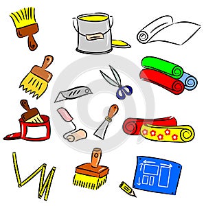 Coloured cartoon DIY tools