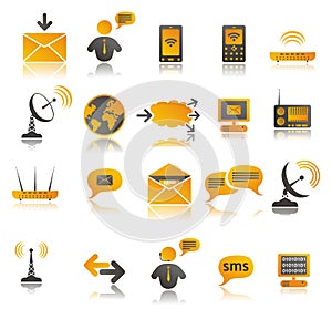 Coloured communication web icons set