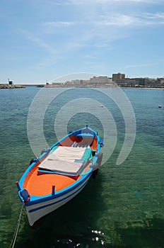 A coloured fishing boat ...