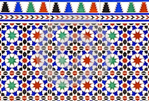 Coloured and geometrical Spanish wall tile design.