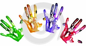 Coloured handprints