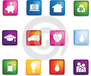 Coloured home icon button set