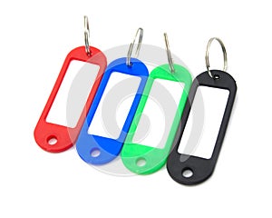 Coloured Key Tags over a white background