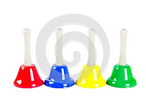 Coloured musical handbells set photo