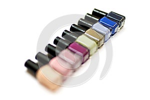 Coloured nail polish bottles