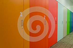 Coloured and numbered cupboards