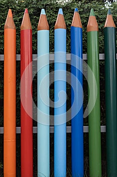 coloured pencil fence kindergarten school