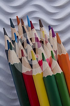 Coloured pencil in a stack