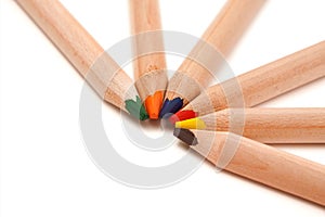 Coloured pencils in semi-circle
