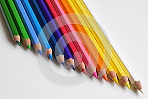 coloured pencils on white background