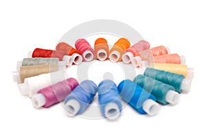 Coloured reels of thread