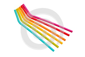 Coloured silicone drinking straw isolated on a white background with clipping path.