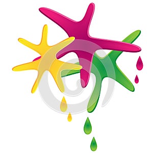 Coloured spots and drops