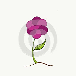 A colourfl and beautiful flower.it has six petals and one leaf.it is growing in earth.pink colour flower