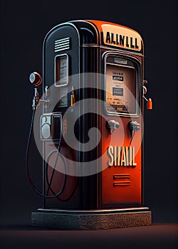 Colourful 1950\'s Style Gas Pump Generative AI Illustration