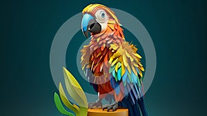 Colourful 3d Parrot Sculpture With Seamless Pattern And Texture