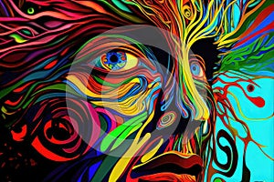 Colourful, abstract, painting, chaos, emotional, vibrant, lines, expression, wallpaper, background, generative ai
